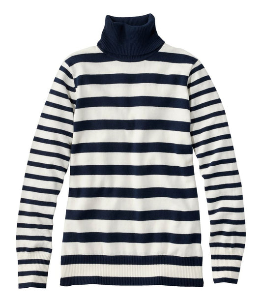 Women's Cotton/Cashmere Sweater, Turtleneck Stripe | L.L.Bean Everyday