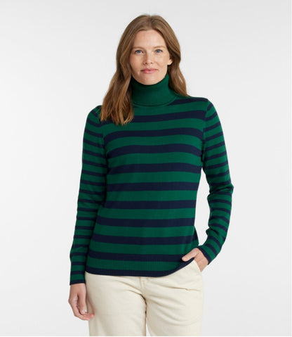 Women's Cotton/Cashmere Sweater, Turtleneck Stripe | L.L.Bean Everyday