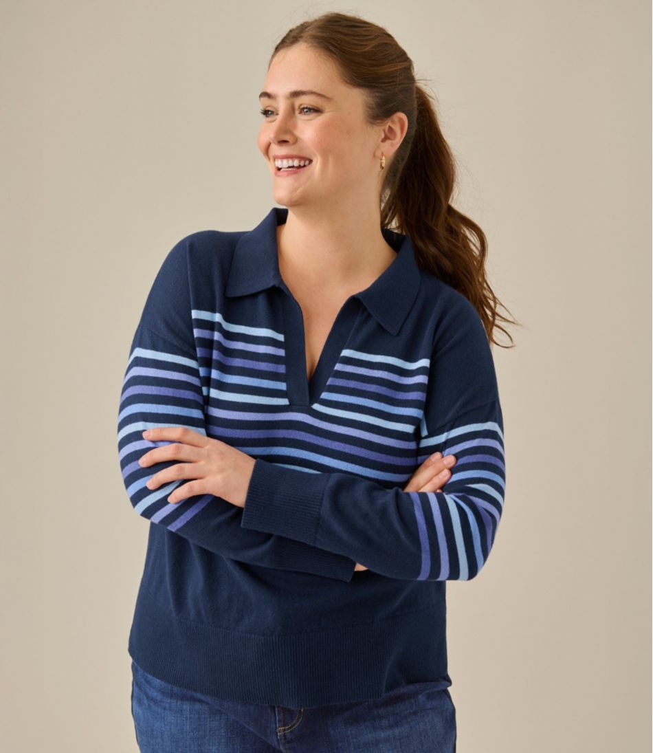 Women's Cotton/Cashmere Sweater, Polo Stripe | L.L.Bean Value