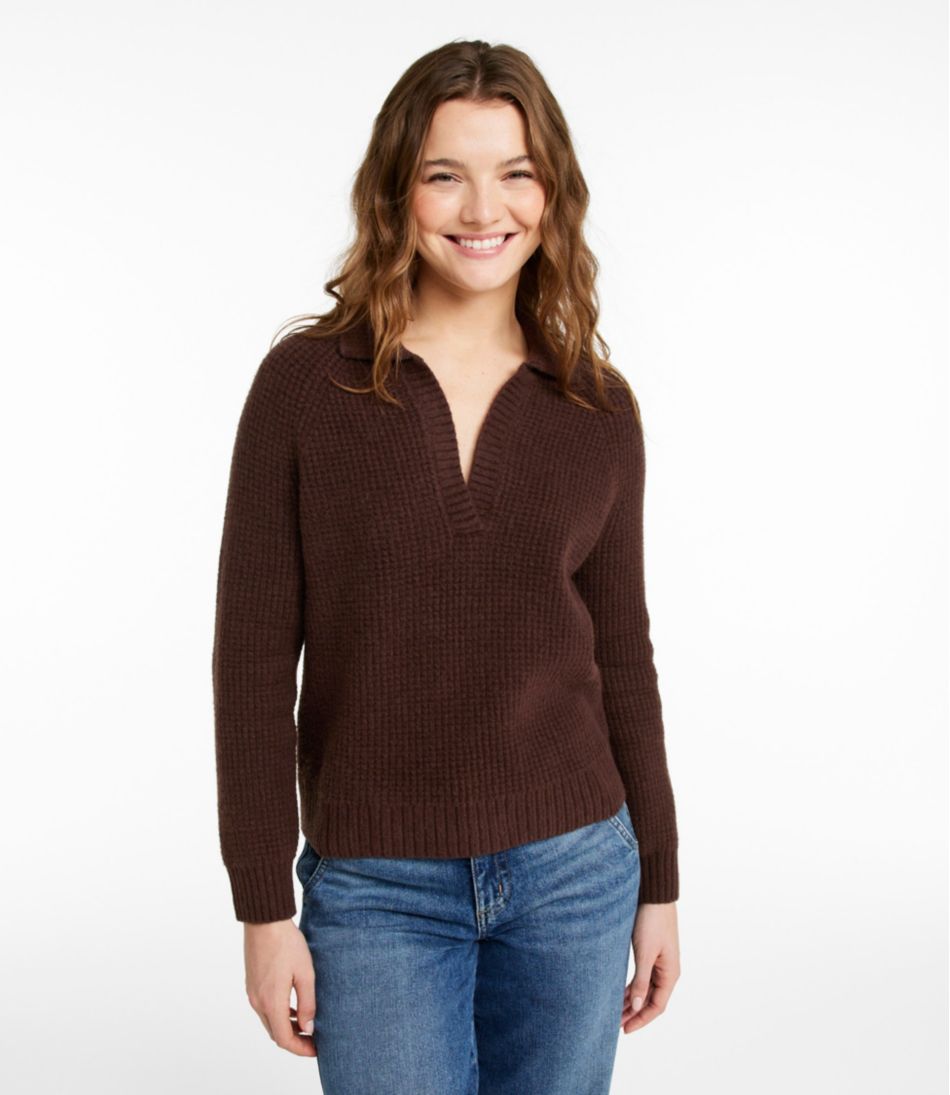 Women's SuperSoft Waffle Sweater, Polo | L.L.Bean Great Value