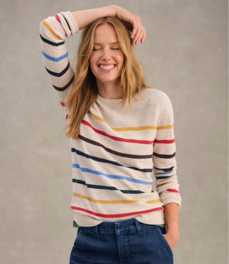 Women's Classic Cashmere Sweater, Crewneck Stripe | L.L.Bean Trending