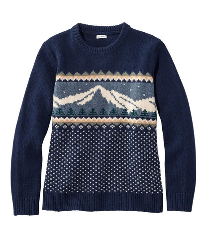 Women's Bean's Classic Ragg Wool Crewneck Intarsia Sweater | L.L.Bean Best Seller