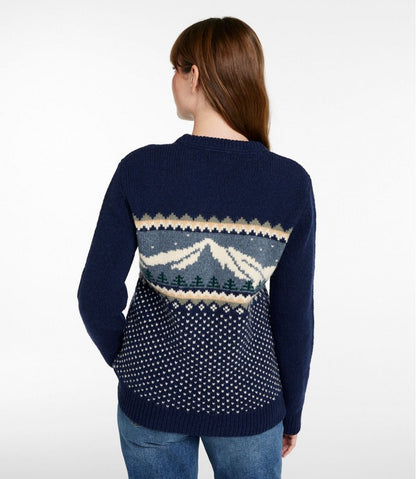 Women's Bean's Classic Ragg Wool Crewneck Intarsia Sweater | L.L.Bean Best Seller