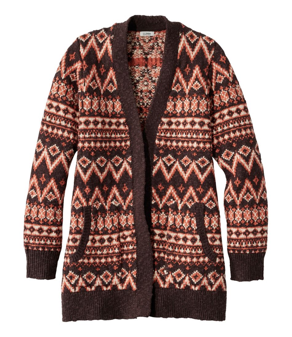Women's Cotton Ragg Sweater, Open Cardigan Fair Isle | L.L.Bean Classic