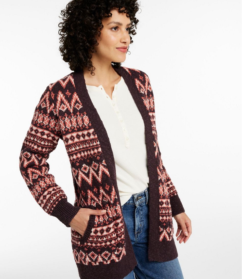 Women's Cotton Ragg Sweater, Open Cardigan Fair Isle | L.L.Bean Classic