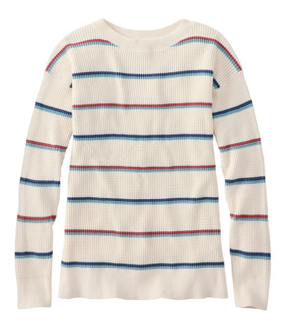 Women's Sunwashed Waffle Sweater, Pullover Stripe | L.L.Bean Great Value