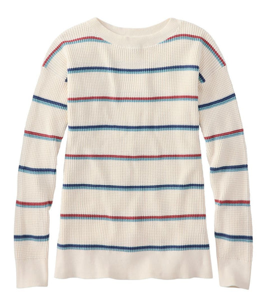 Women's Sunwashed Waffle Sweater, Pullover Stripe | L.L.Bean Great Value