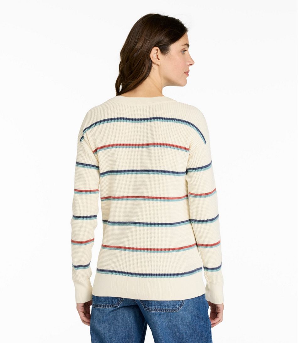 Women's Sunwashed Waffle Sweater, Pullover Stripe | L.L.Bean Great Value