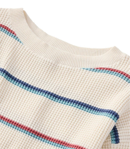 Women's Sunwashed Waffle Sweater, Pullover Stripe | L.L.Bean Great Value