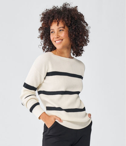 Women's Sunwashed Waffle Sweater, Pullover Stripe | L.L.Bean Great Value