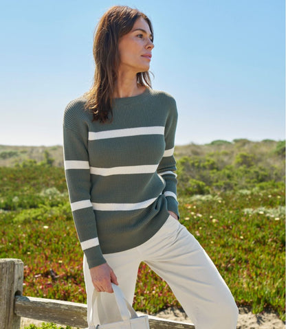 Women's Sunwashed Waffle Sweater, Pullover Stripe | L.L.Bean Great Value