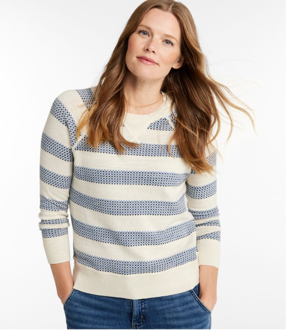 Women's Organic Cotton Slub Sweater, Crewneck Stripe | L.L.Bean Trending