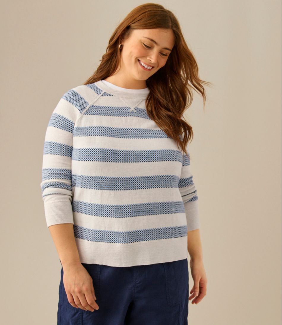 Women's Organic Cotton Slub Sweater, Crewneck Stripe | L.L.Bean Trending