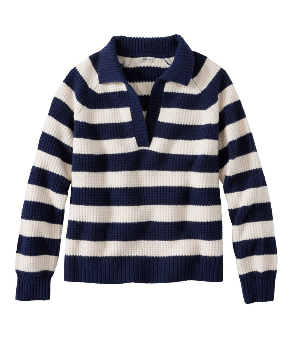 Women's SuperSoft Waffle Sweater, Polo Stripe | L.L.Bean Best Seller