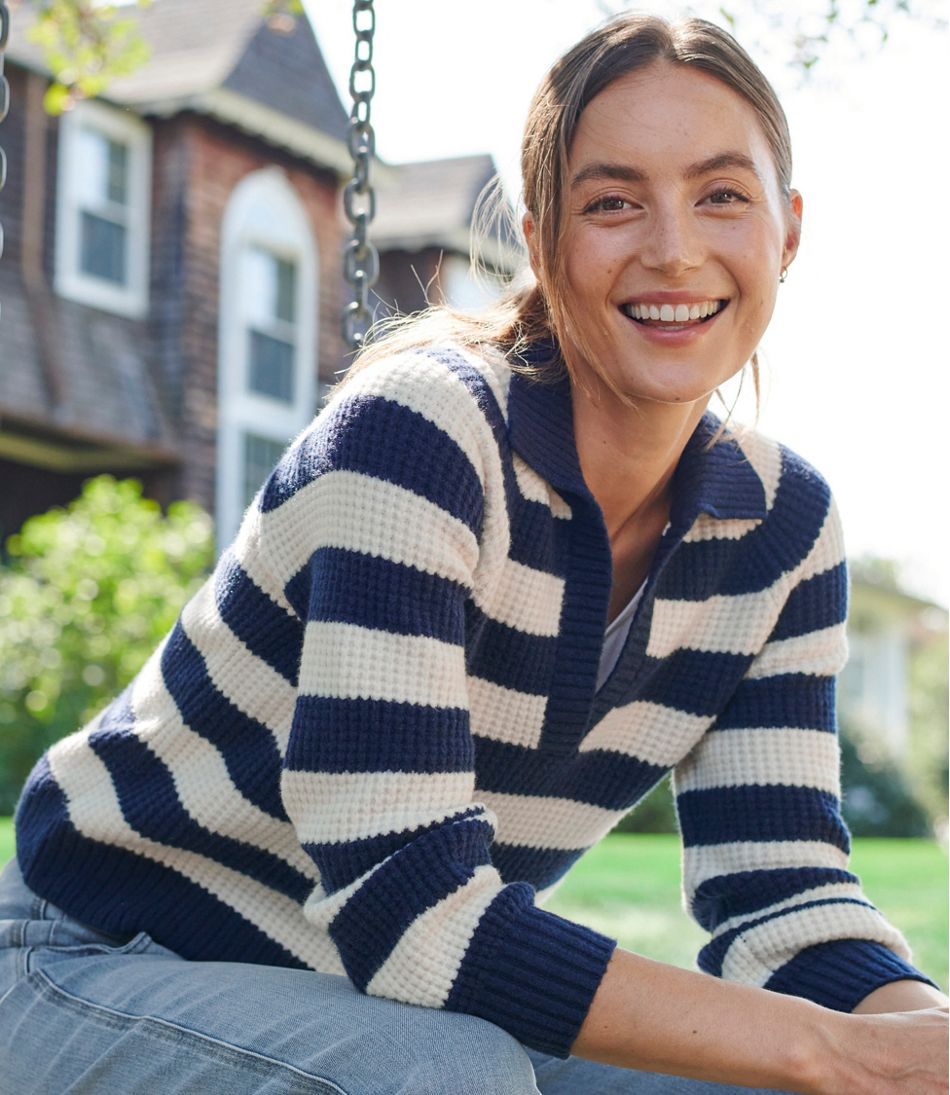 Women's SuperSoft Waffle Sweater, Polo Stripe | L.L.Bean Best Seller