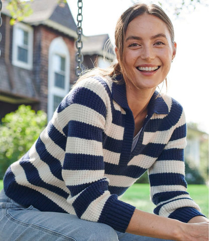 Women's SuperSoft Waffle Sweater, Polo Stripe | L.L.Bean Best Seller