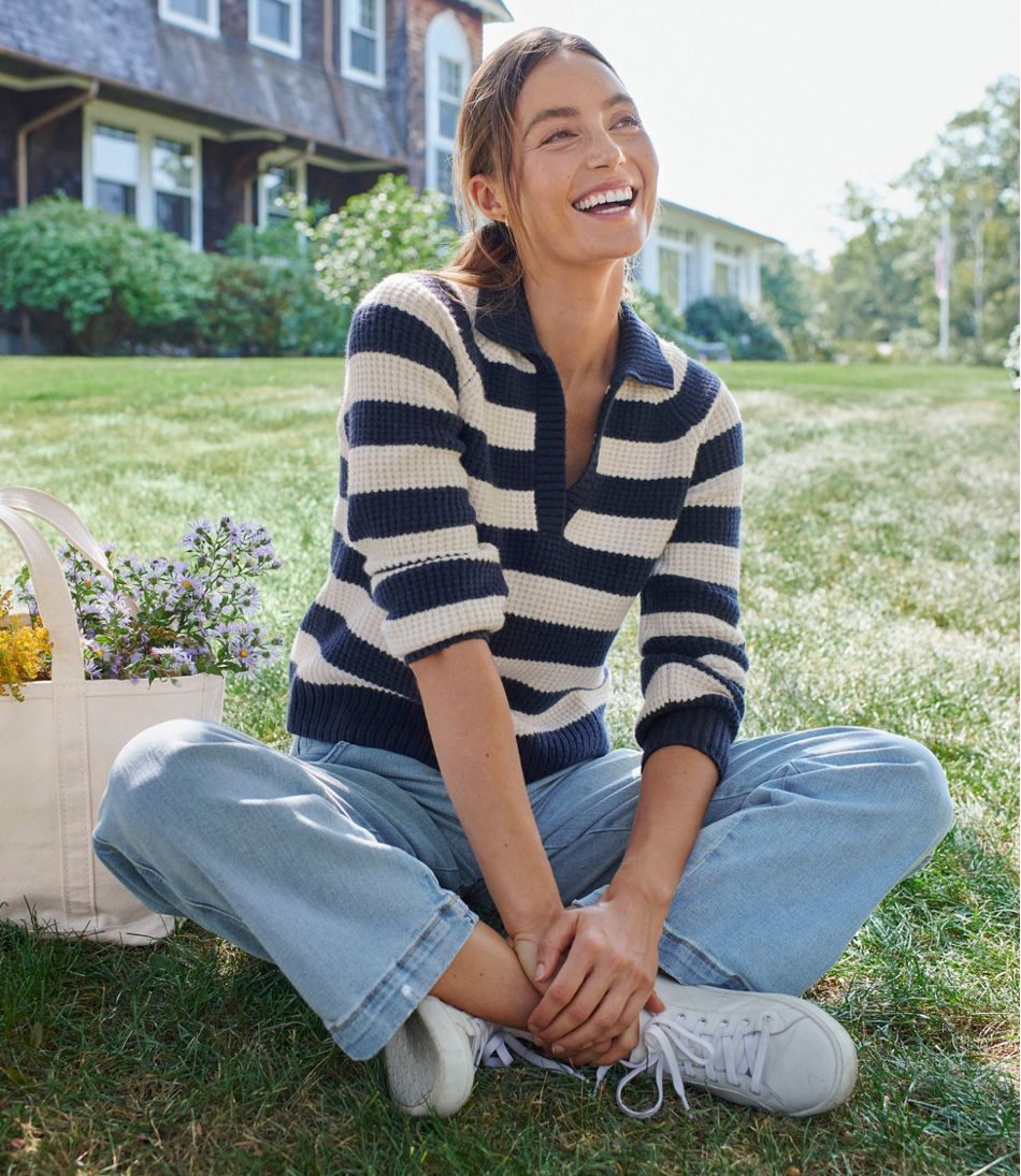 Women's SuperSoft Waffle Sweater, Polo Stripe | L.L.Bean Best Seller