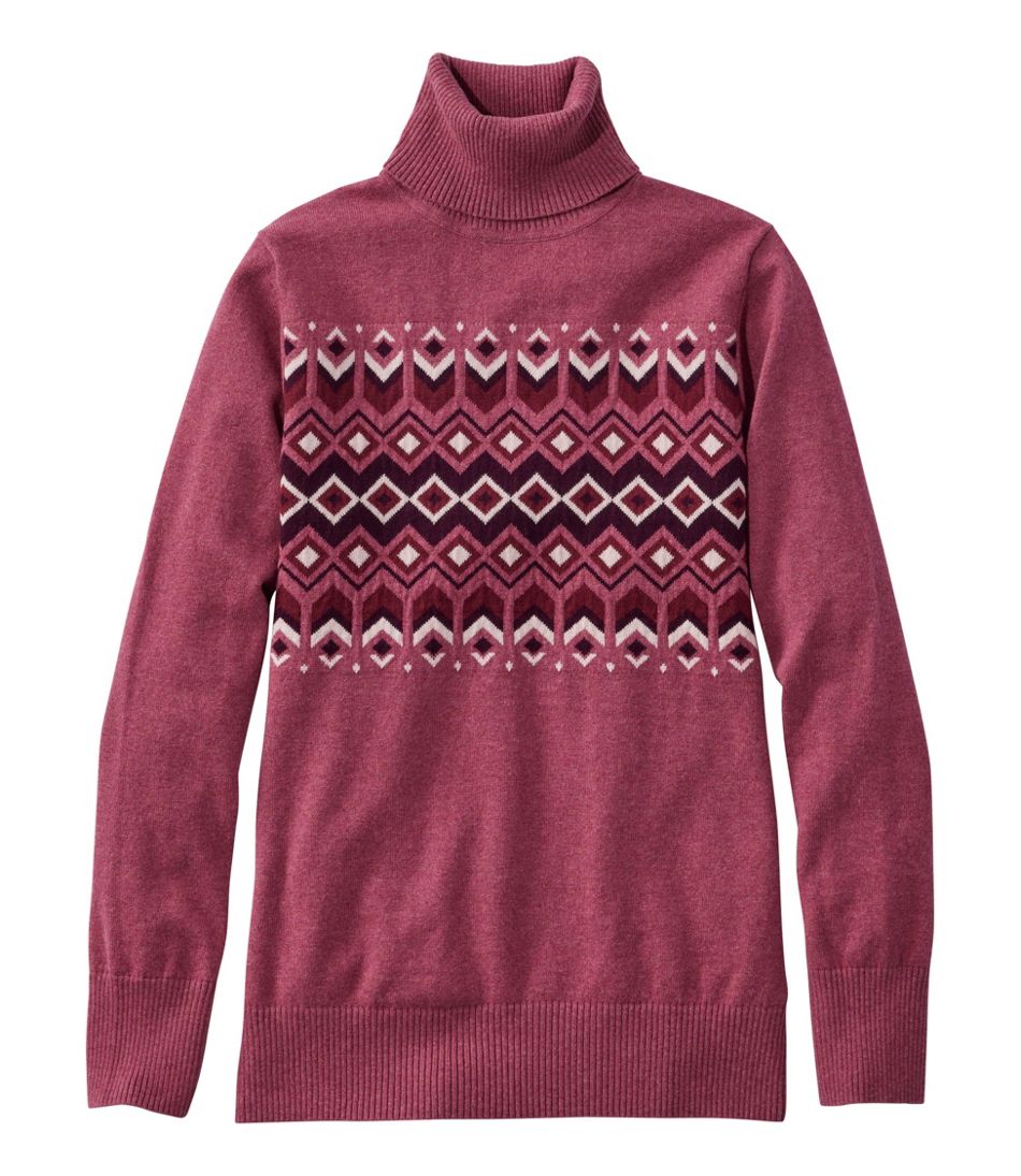 Women's Cotton/Cashmere Sweater, Turtleneck Intarsia | L.L.Bean Recommended
