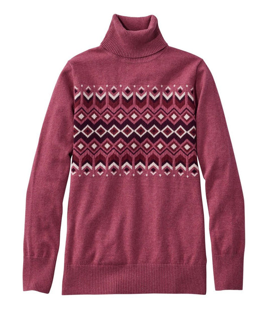 Women's Cotton/Cashmere Sweater, Turtleneck Intarsia | L.L.Bean Recommended