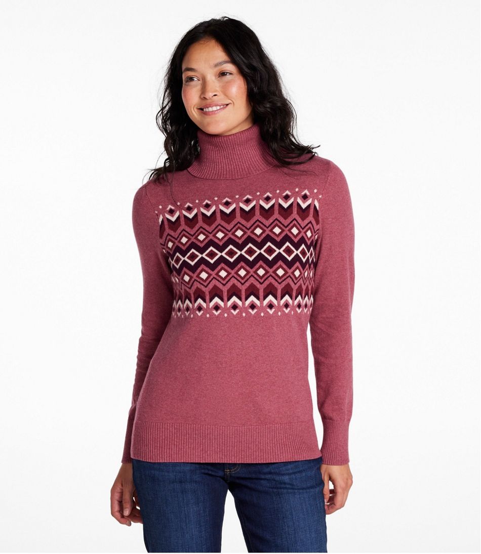 Women's Cotton/Cashmere Sweater, Turtleneck Intarsia | L.L.Bean Recommended