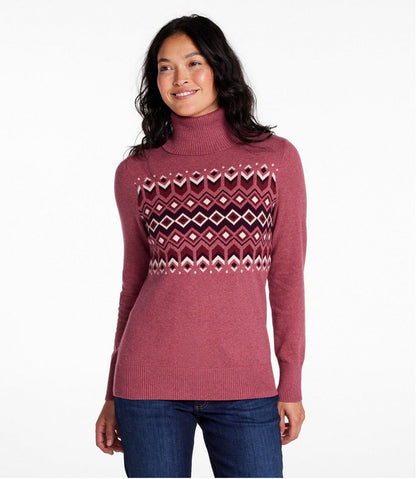 Women's Cotton/Cashmere Sweater, Turtleneck Intarsia | L.L.Bean Recommended