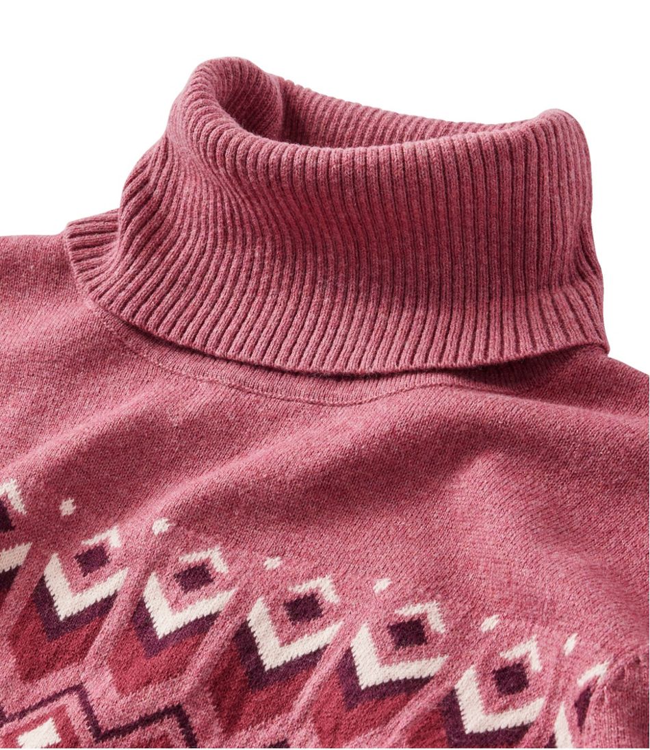 Women's Cotton/Cashmere Sweater, Turtleneck Intarsia | L.L.Bean Recommended