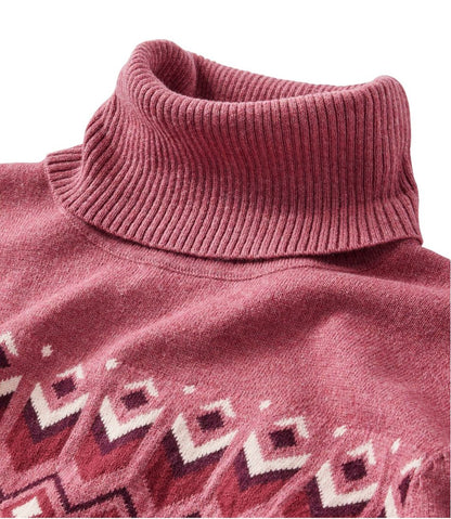 Women's Cotton/Cashmere Sweater, Turtleneck Intarsia | L.L.Bean Recommended