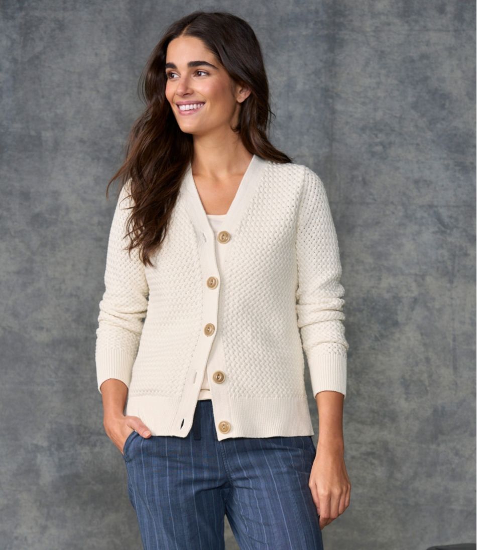Women's Basketweave Sweater, Button-Front Cardigan | L.L.Bean Value