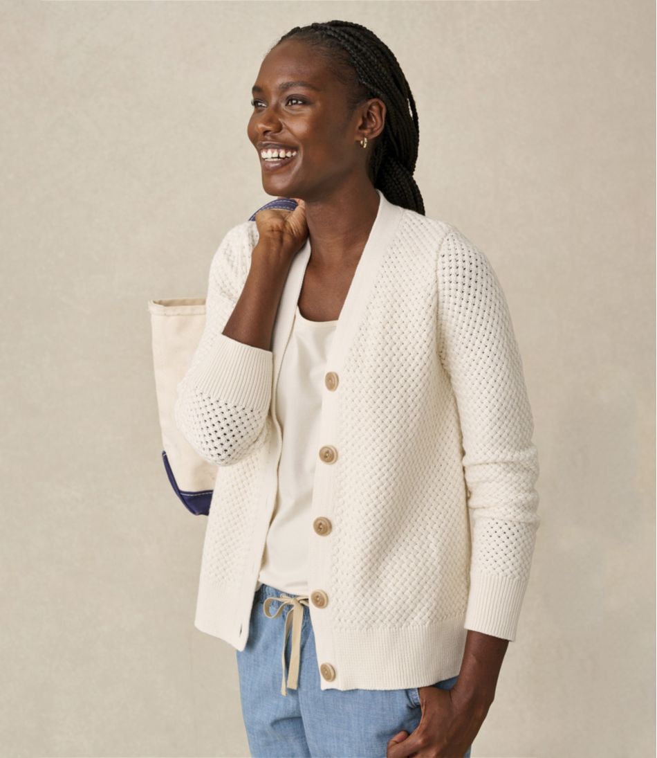 Women's Basketweave Sweater, Button-Front Cardigan | L.L.Bean Value