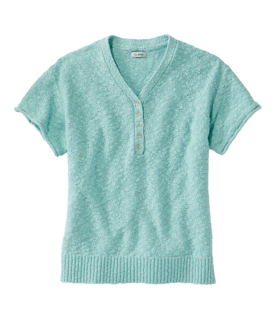 Women's Midweight Cotton Slub Sweater, Henley Short-Sleeve | L.L.Bean Great Value