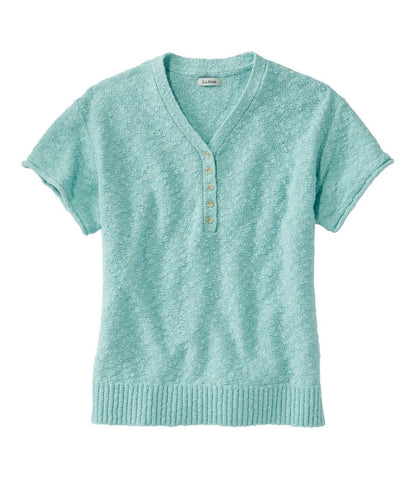 Women's Midweight Cotton Slub Sweater, Henley Short-Sleeve | L.L.Bean Great Value