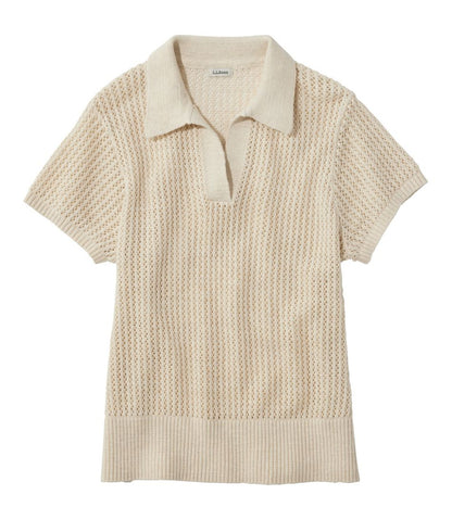 Women's Organic Cotton Slub Pointelle Sweater, Polo | L.L.Bean Latest
