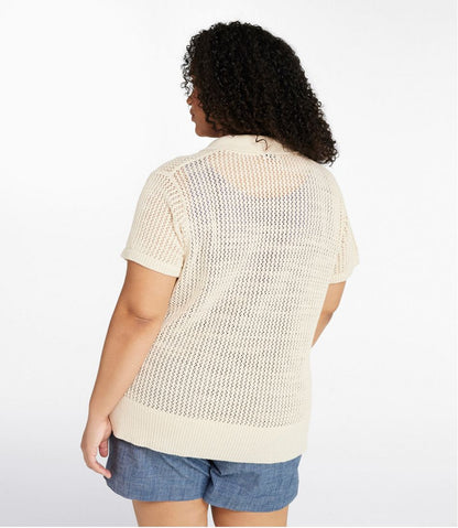 Women's Organic Cotton Slub Pointelle Sweater, Polo | L.L.Bean Latest