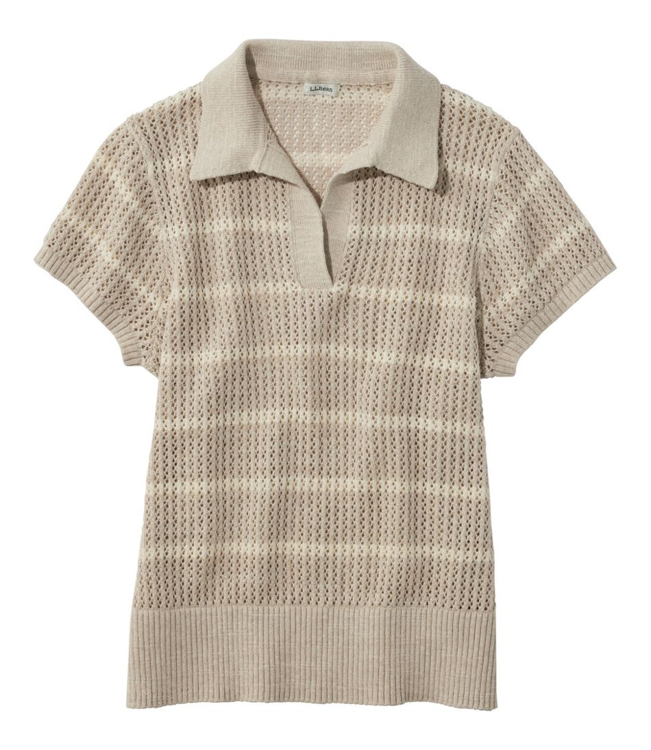 Women's Organic Cotton Slub Pointelle Sweater, Polo | L.L.Bean Featured