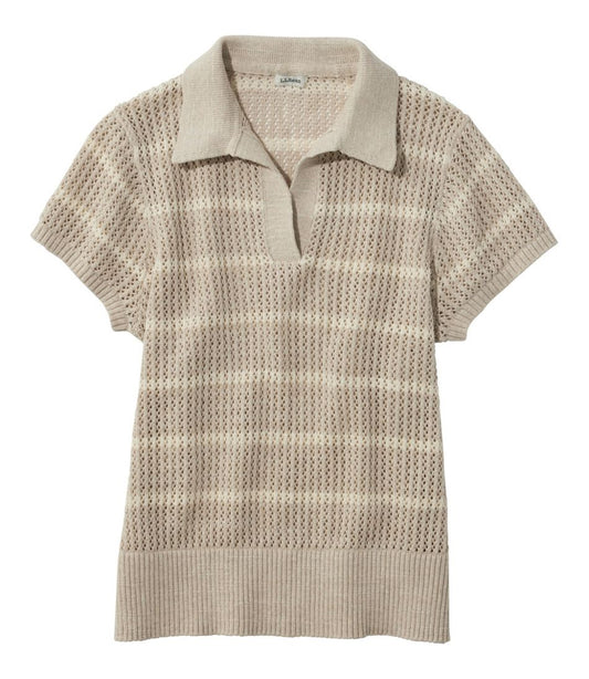 Women's Organic Cotton Slub Pointelle Sweater, Polo | L.L.Bean Featured