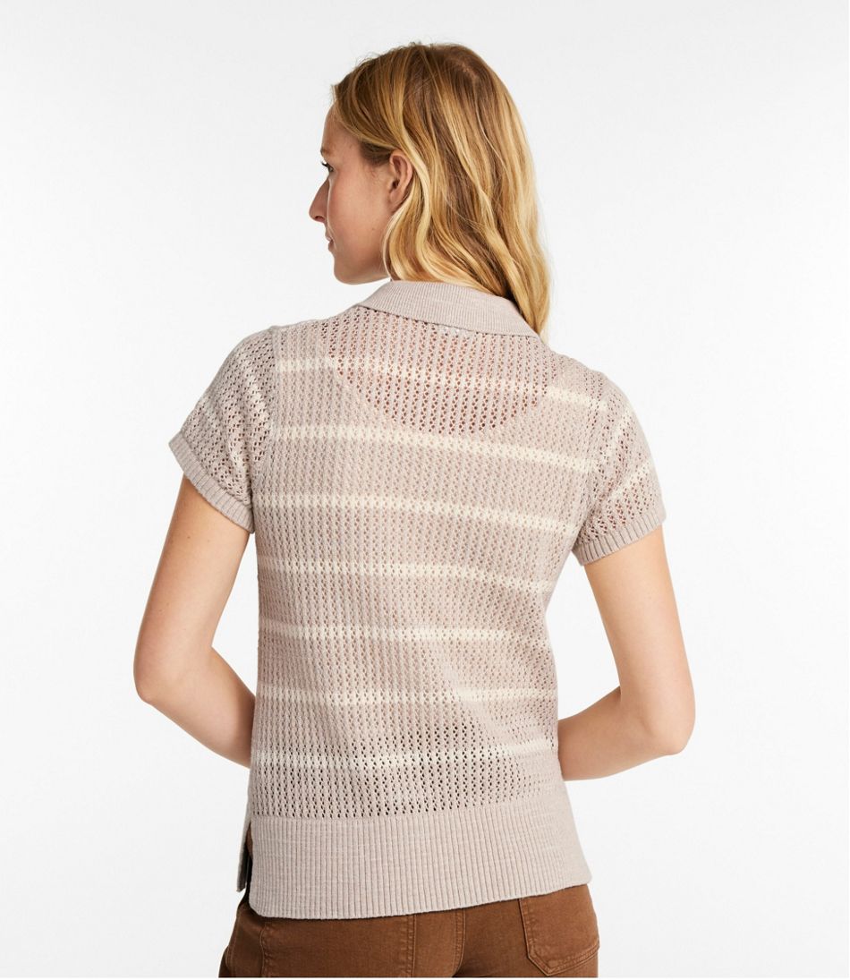 Women's Organic Cotton Slub Pointelle Sweater, Polo | L.L.Bean Featured