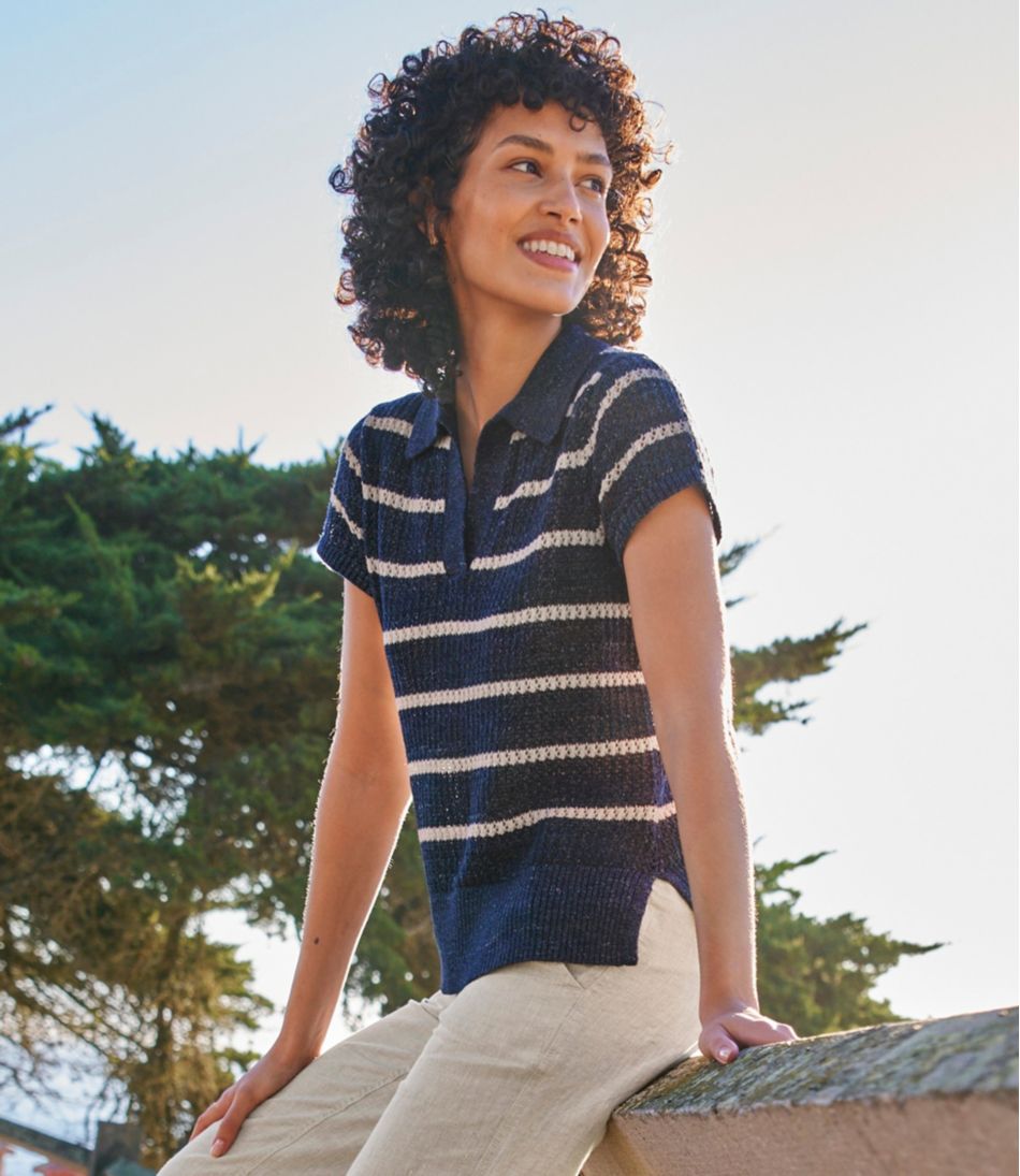 Women's Organic Cotton Slub Pointelle Sweater, Polo | L.L.Bean Featured