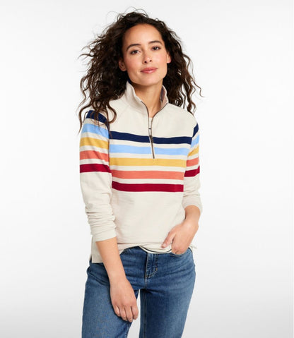 Women's Peaks Island Quarter-Zip Pullover, Stripe | L.L.Bean Exclusive