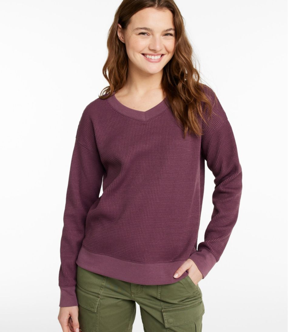 Women's Birchwood Brushed Waffle Top, V-Neck | L.L.Bean Everyday