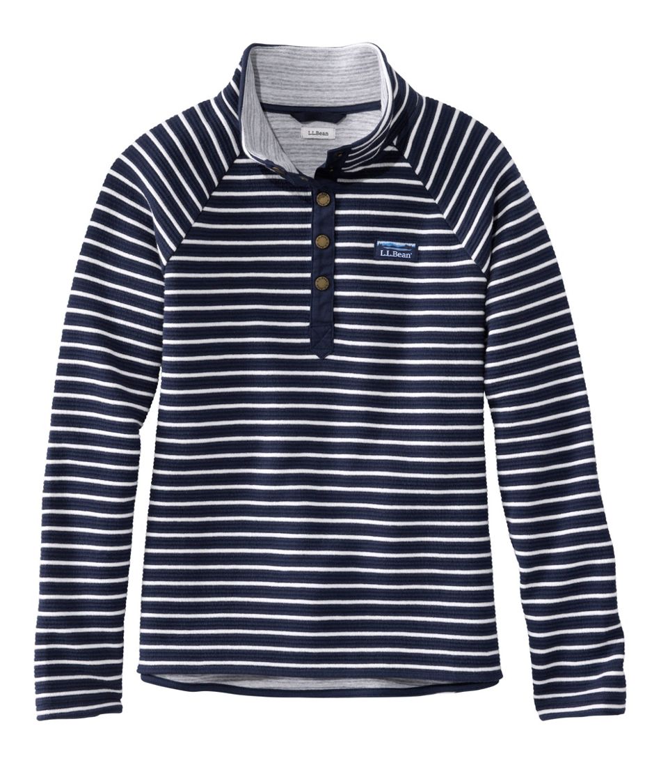 Women's Lakewashed Double-Knit Quarter-Snap, Stripe | L.L.Bean Essential