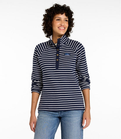 Women's Lakewashed Double-Knit Quarter-Snap, Stripe | L.L.Bean Essential