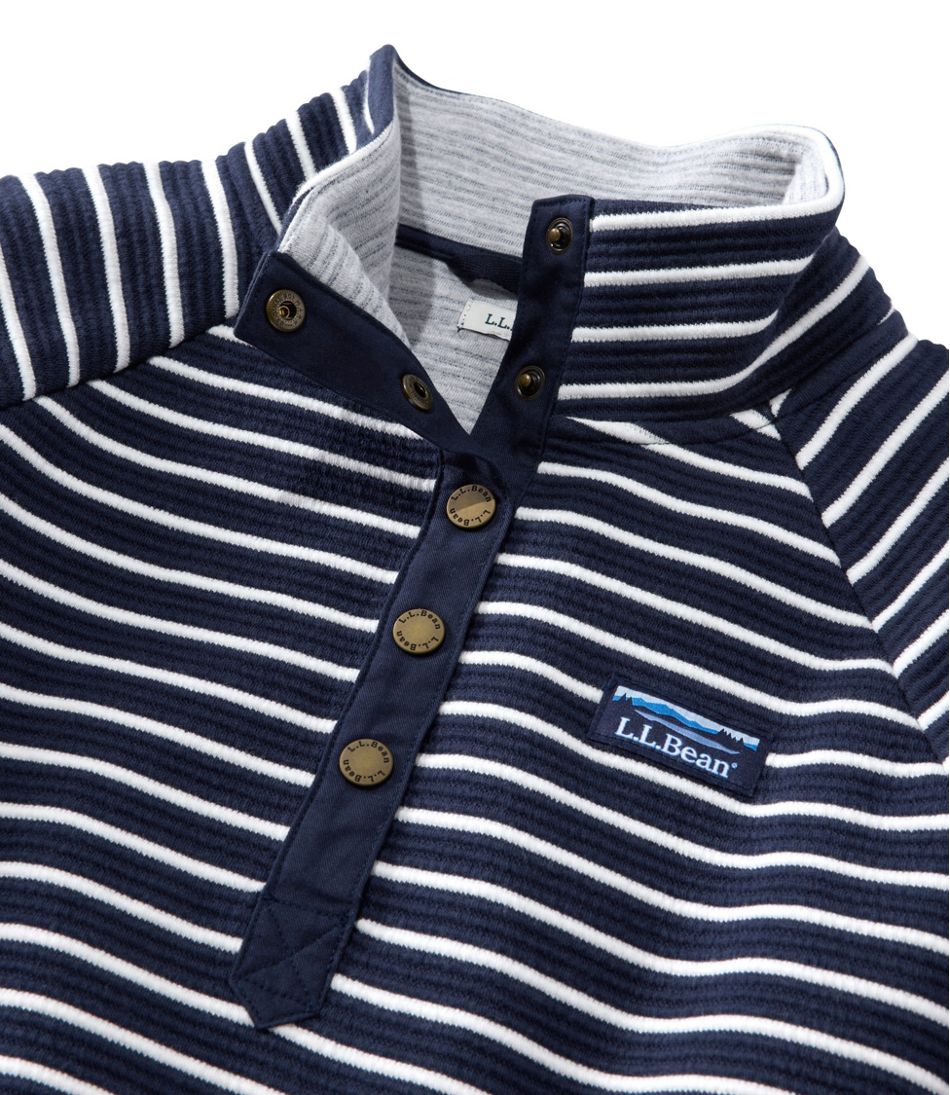 Women's Lakewashed Double-Knit Quarter-Snap, Stripe | L.L.Bean Essential