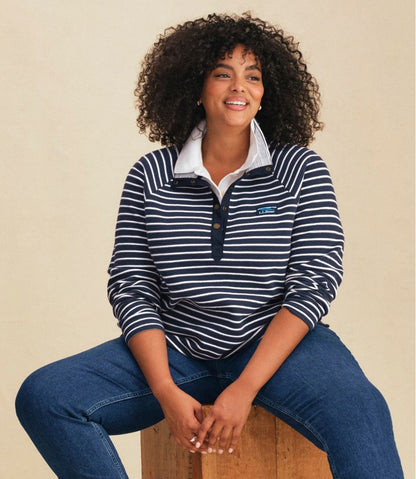 Women's Lakewashed Double-Knit Quarter-Snap, Stripe | L.L.Bean Essential