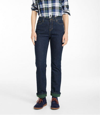 Women's True Shape Jeans, High-Rise Straight-Leg Fleece-Lined | L.L.Bean Featured