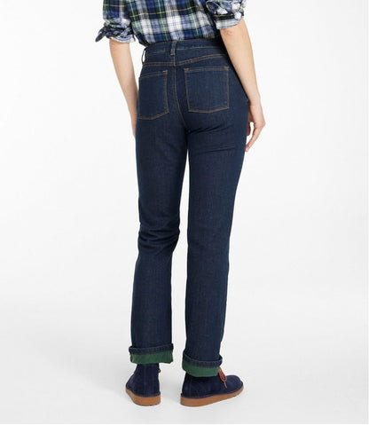 Women's True Shape Jeans, High-Rise Straight-Leg Fleece-Lined | L.L.Bean Featured