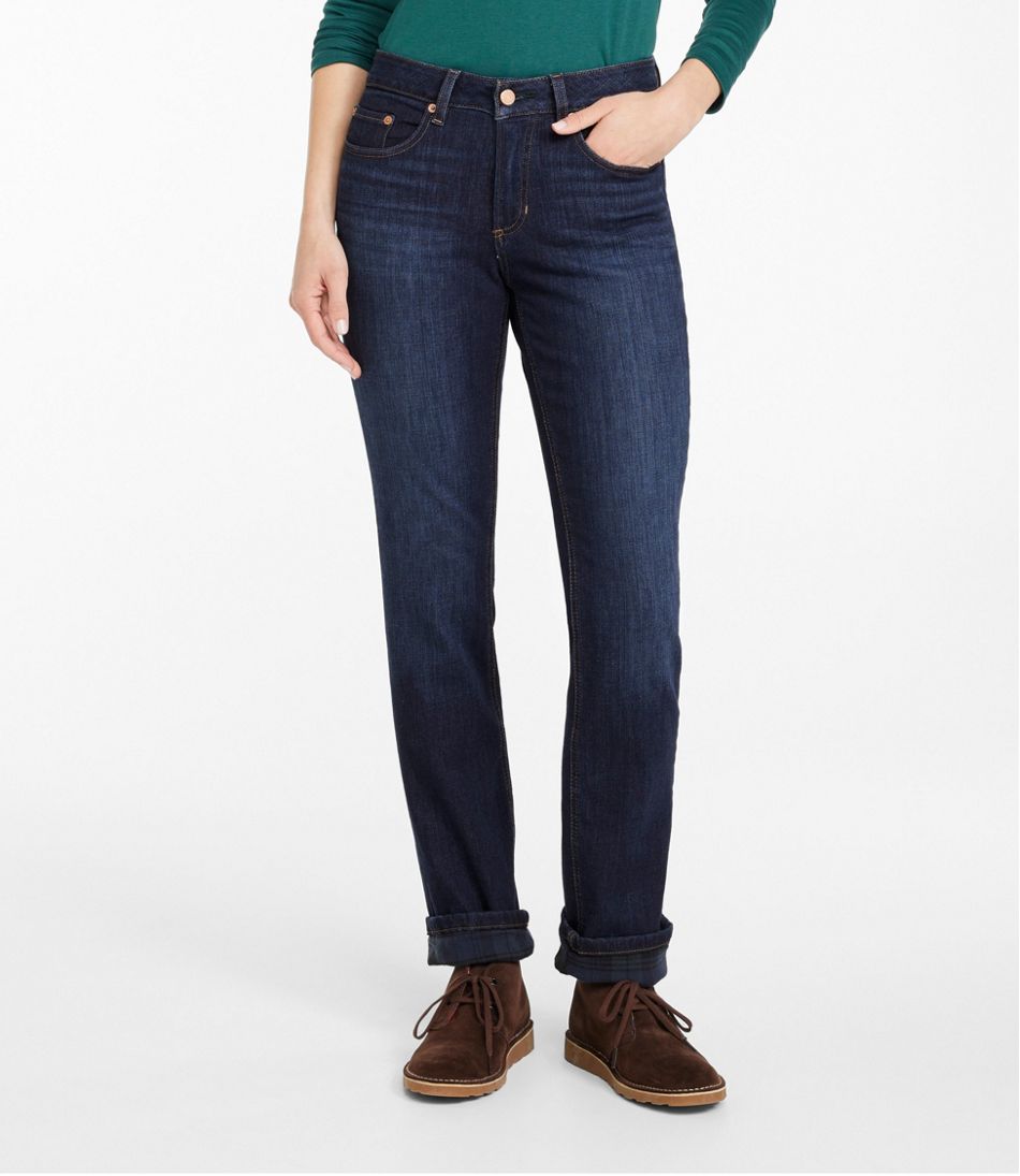 Women's BeanFlex® Jeans, Mid-Rise Straight-Leg Lined | L.L.Bean Classic