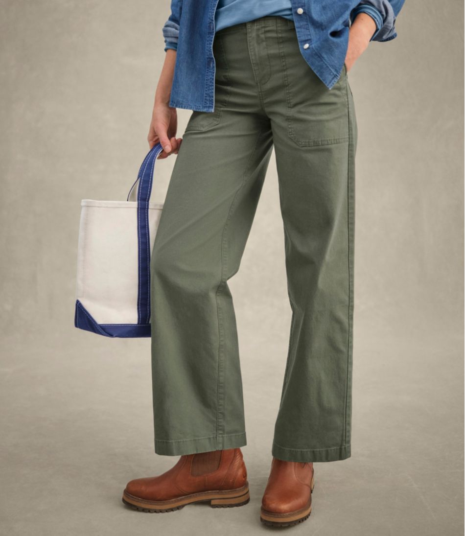 Women's 207 Vintage Cotton Canvas Pants, High-Rise Wide-Leg | L.L.Bean Great Value