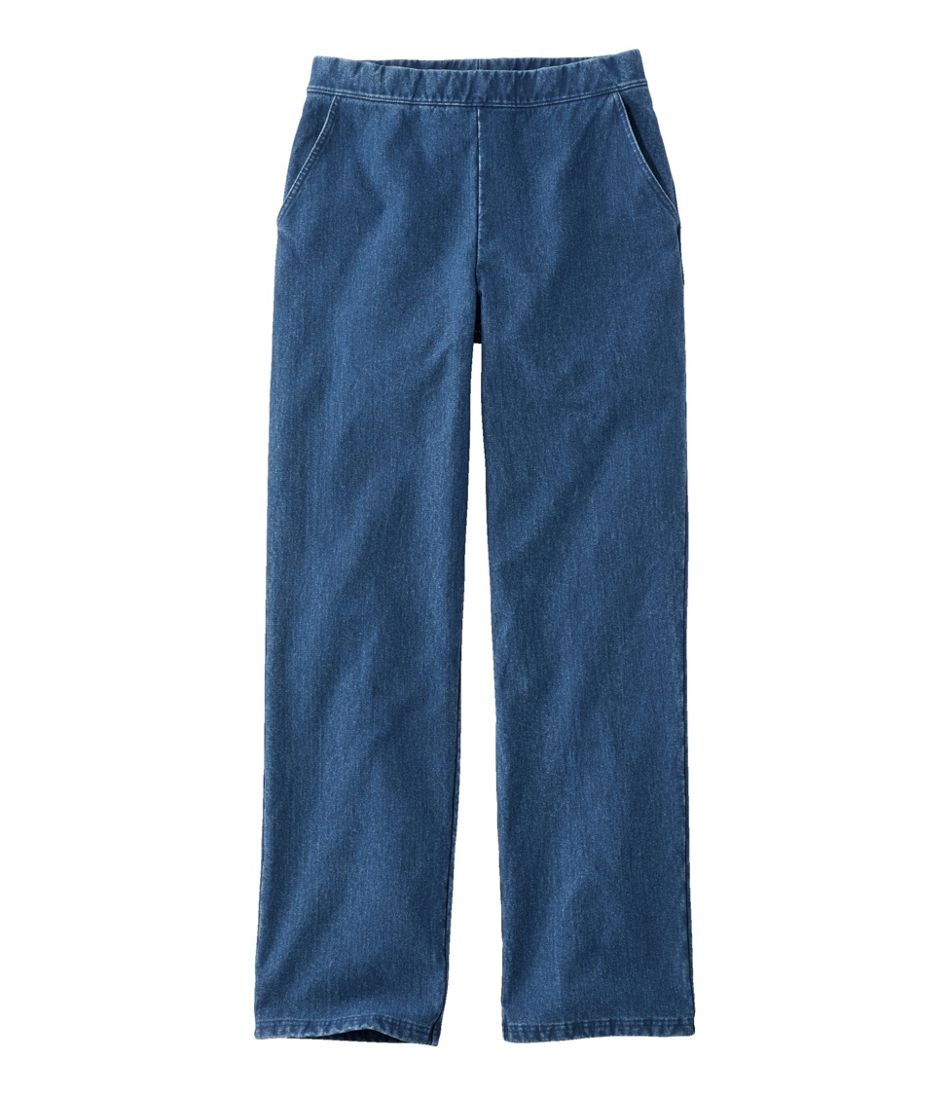 Women's Perfect Fit Pants, Denim Straight-Leg Fleece-Backed | L.L.Bean Best Seller