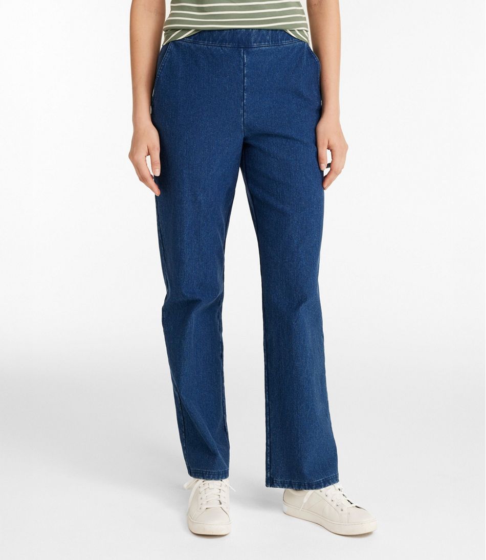 Women's Perfect Fit Pants, Denim Straight-Leg Fleece-Backed | L.L.Bean Best Seller