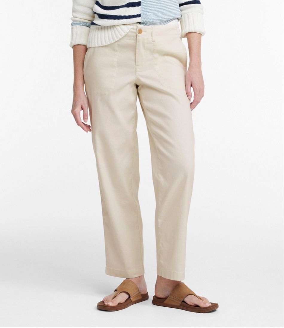 Women's Comfort Stretch Cotton/Linen Pants, High-Rise Ankle | L.L.Bean Signature